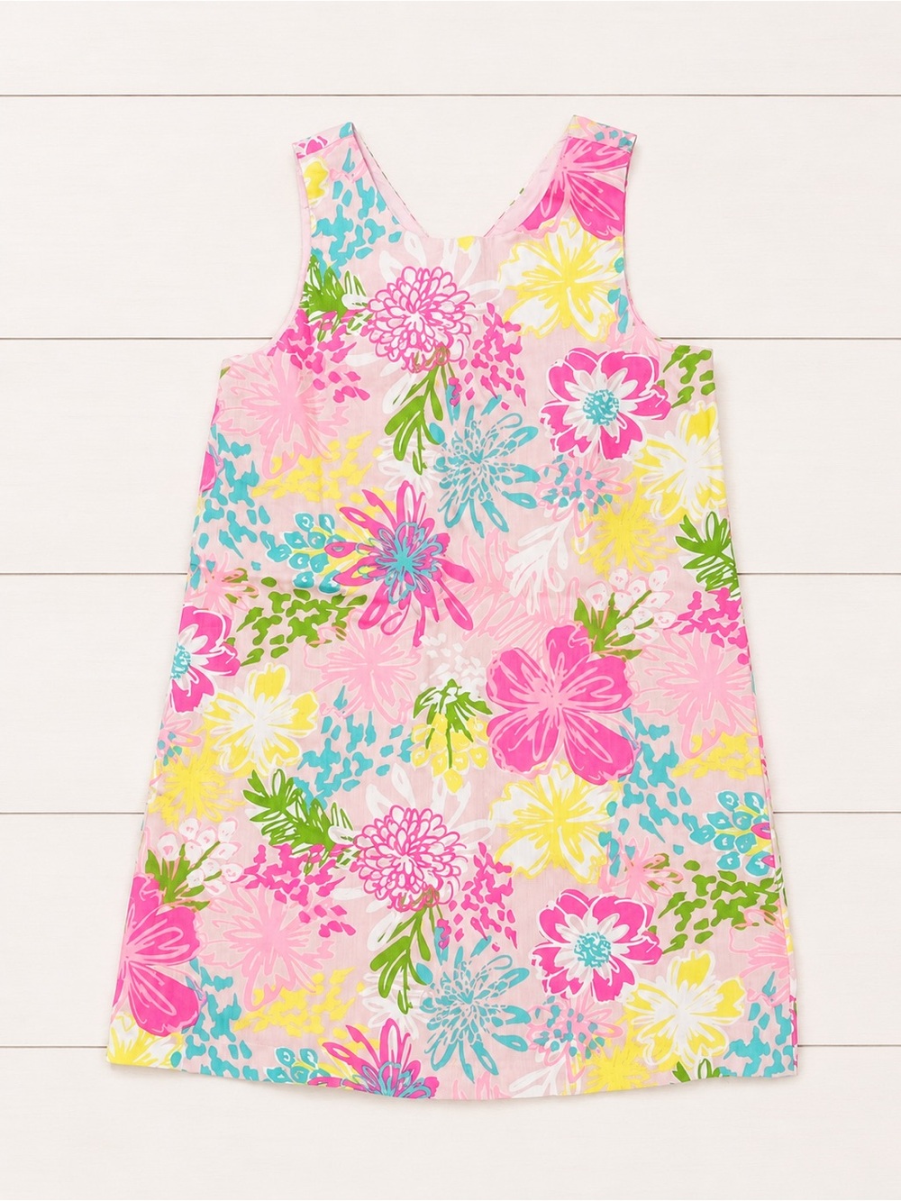 Tommy Bahama Pink Floral Shift with Aqua and Yellow Accents